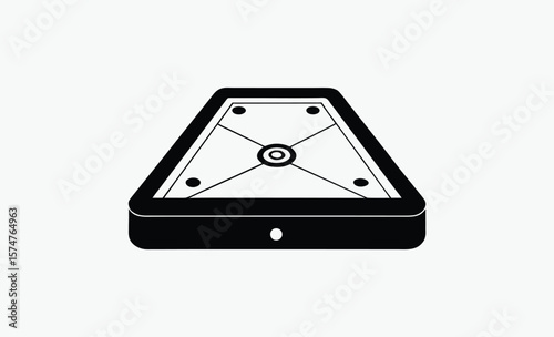 Carrom board silhouette, Carrom Play Area Silhouette Vector, Geometric Black Vector Art for Strategy Game Illustration 
