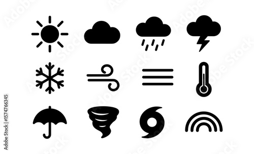 Weather icons collection: minimalist symbols for forecasts and applications