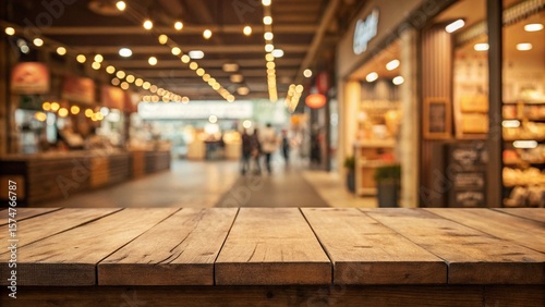 Warm Retail Store Interior with Rustic Wood Surface for Product Display