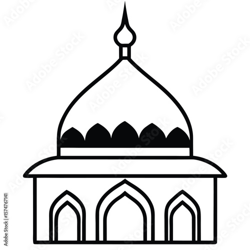 Islamic mosque dome and arches silhouette isolated on white background.eps