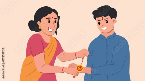 Raksha Bandhan Sister Tying Rakhi to Brother Festival Animation