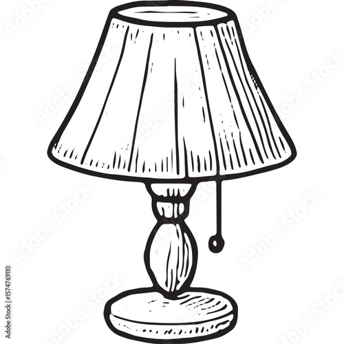 Hand-Drawn Lamp Icon - Cozy Bedroom Lighting Illustration for Home Decor