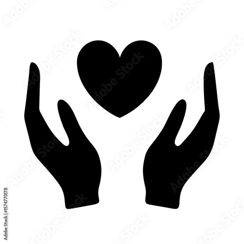Hands holding heart vector illustration for love care support and charity concept design icon