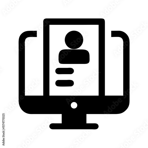 Online profile computer icon for user account personal information and digital identity access