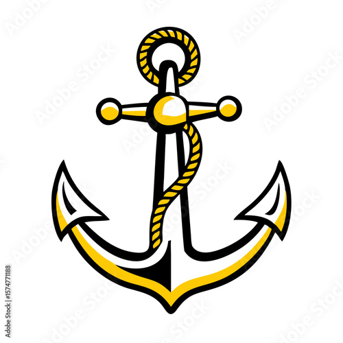 Classic Nautical Anchor in Black and White – Symbol of Stability, Strength, and Maritime Heritage – Timeless Marine Design Illustration – Generative AI