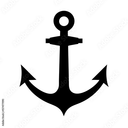Classic Nautical Anchor in Black and White – Symbol of Stability, Strength, and Maritime Heritage – Timeless Marine Design Illustration – Generative AI
