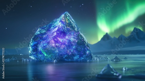 Floating Iceberg Glowing Under Soft Light in Scenic Arctic Landscape