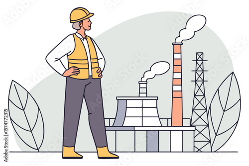 Power plant worker, ideal for energy production, industry, or workforce-themed advertising.