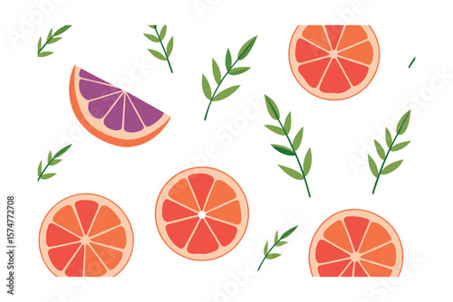 Grapefruit Slices And Lavender Sprigs In Boho Seasonal Design