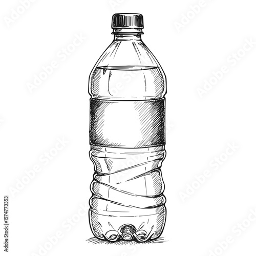 Vintage ink sketch of a water bottle