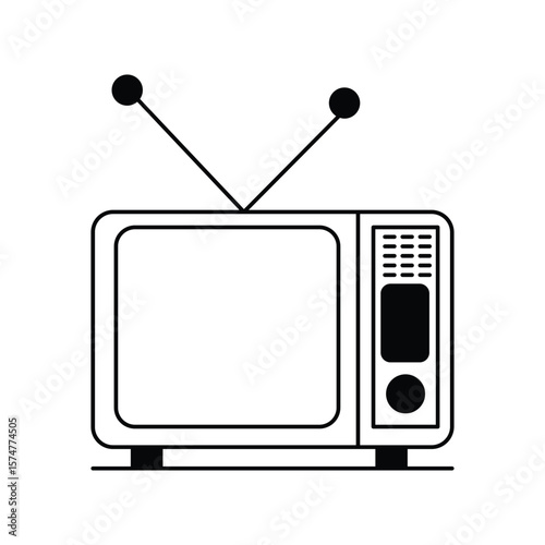 tv icon with white background vector stock illustration
