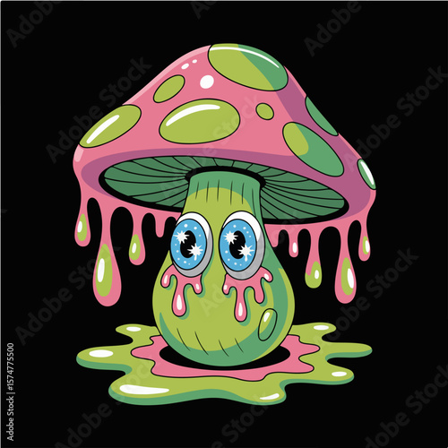 Psychedelic melting mushroom t shirt