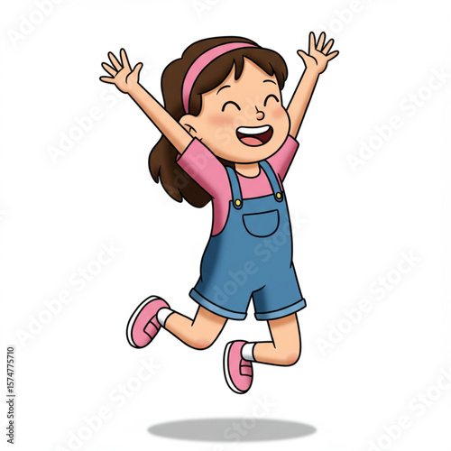 happy girl kids jumping