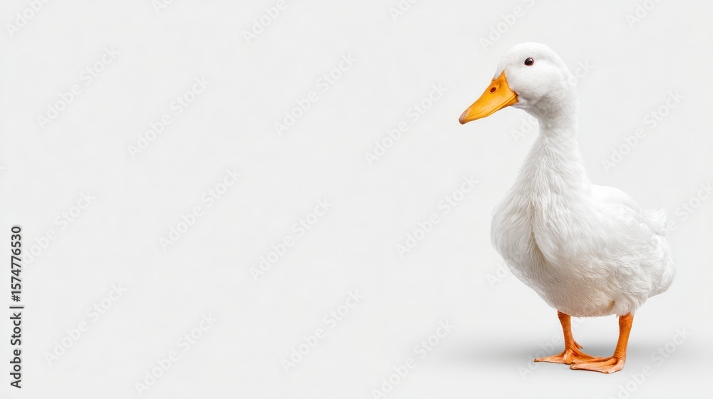 Obraz premium White duck on a light gray background