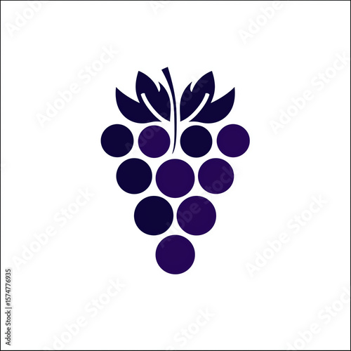 Vector icon of a bunch of grapes - minimalism, flat style, no leaves, dark silhouette