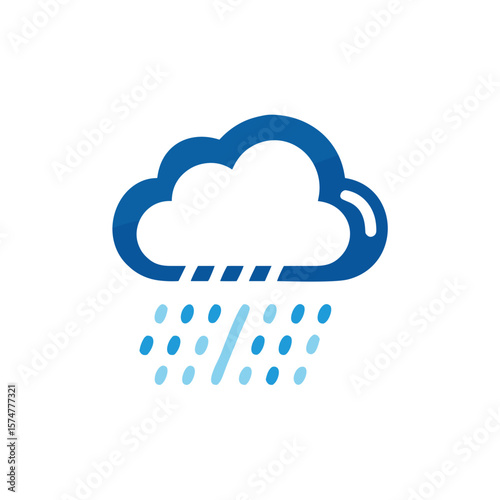 Cloudy weather icon featuring a stylized cloud with rain droplets, illustrating a rainy day concept, perfect for weather-related designs and applications