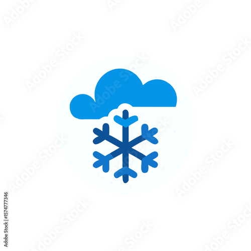 Blue snowflake icon with cloud above, representing winter weather conditions, illustrating cold temperatures and snowfall, perfect for seasonal graphics and weather-related designs