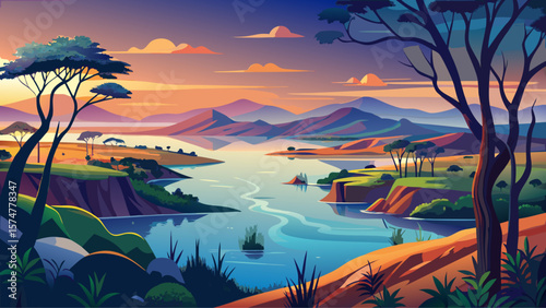 Lake Kariba, Zimbabwe/Zambia – Expansive reservoir reflects flooded forests and rolling hills, offering tranquil water-land balance at dusk.