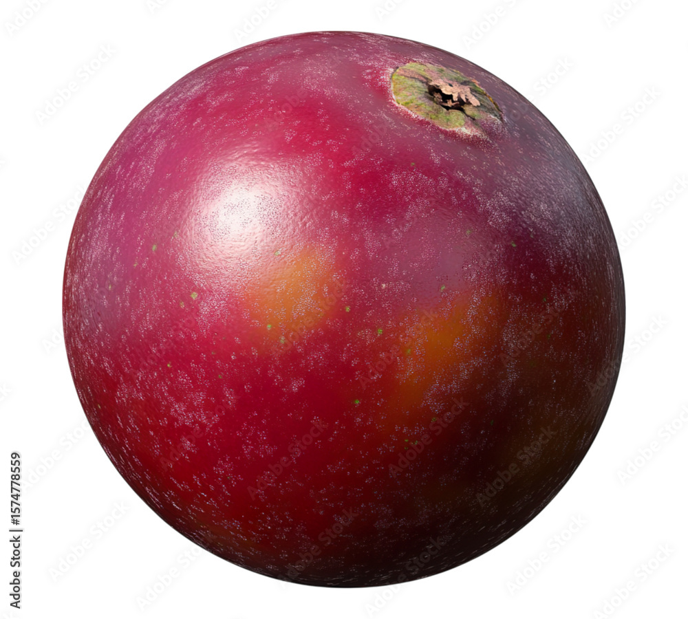 Obraz premium A red fruit with a green stem