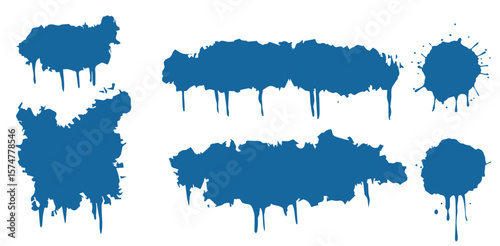 Black ink paint spots. Drops texture isolated on white background. Set for grunge splash textures. Vector illustration