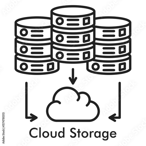 Cloud Storage Icon - Line Style