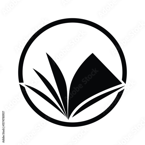 Open Book in Circle Logo Design Education Reading Knowledge Learning Icon
