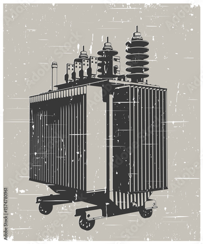 Power three-phase transformer retro poster