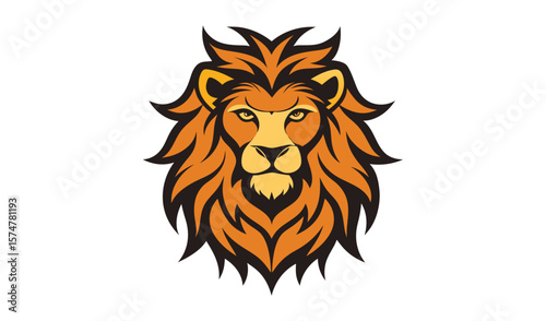 Majestic lion head illustration orange and black