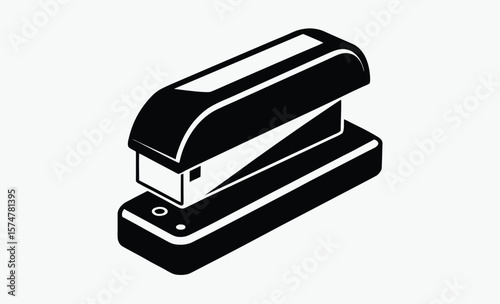 Stapler silhouette,Stapler Shape in Solid Black, Stapler silhouette vector, office tool icon, desk supply illustration 
