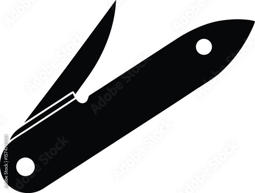 Folding pocket knife silhouette, sharp blade jack knife