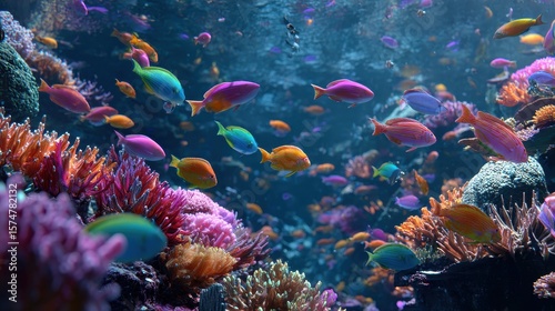 Wallpaper Mural Colorful fish swimming among vibrant coral in a lively underwater habitat Torontodigital.ca