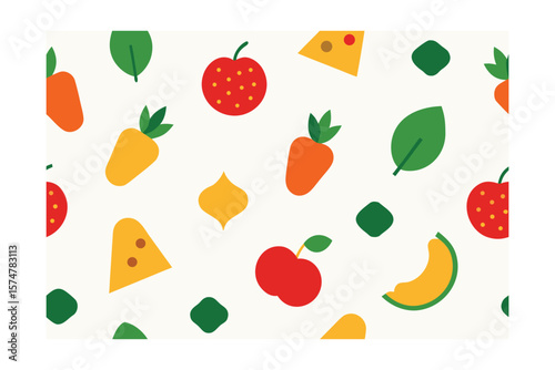 Natural Food Pattern With Modern Flair On White