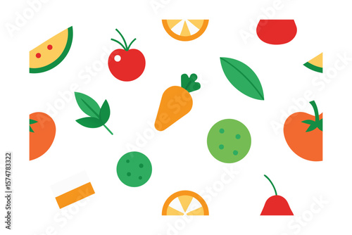Natural Food Pattern With Modern Flair On White