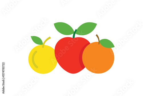 Modern Market Fruit Illustrations On White