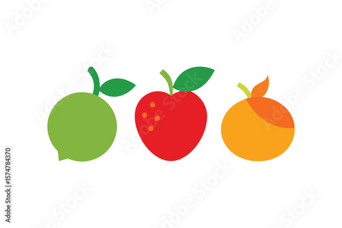 Mediterranean Fruit Icons On White Background