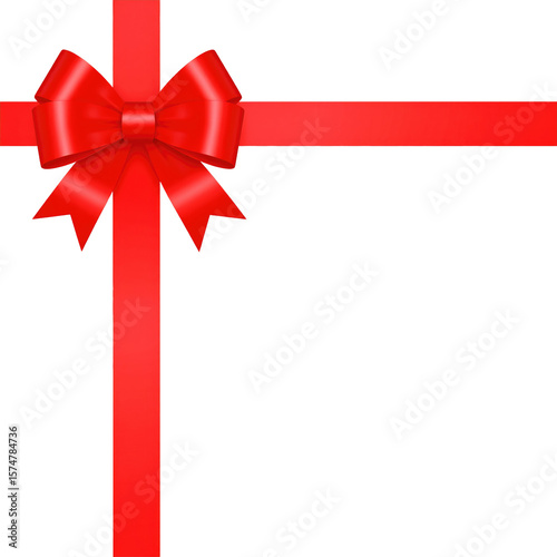 Elegant Red Gift Box Decoration with Bow on Bright White Background