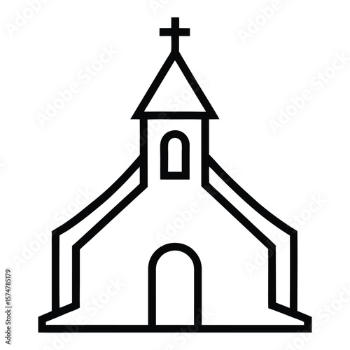 An illustration of a church icon in black and white  vector