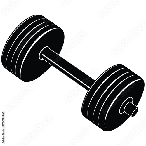 Fitness Trainer element isolated dumbbell on white background