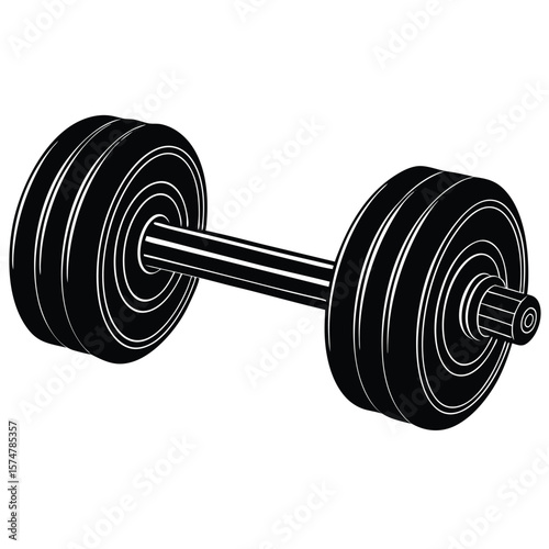 Fitness Trainer element isolated dumbbell on white background