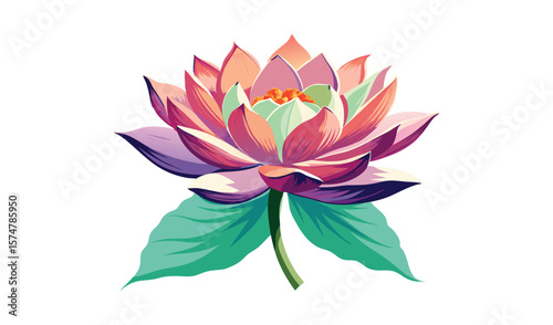 Vibrant pink and purple lotus flower illustration