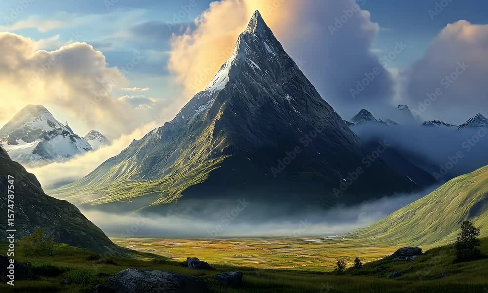 large mountain peak, epic fantasy, cinematic,