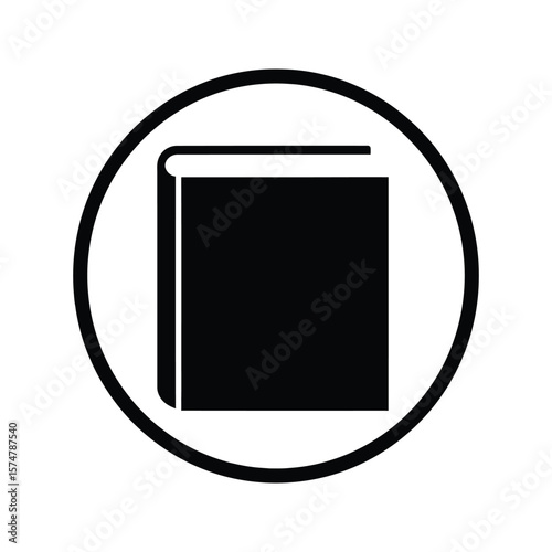Black Book Icon in Circle Simple Vector Library Reading Knowledge