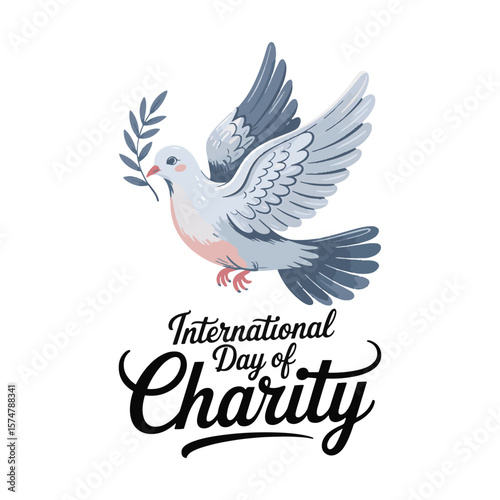 Dove carrying olive branch symbolizing peace and charity bird flying