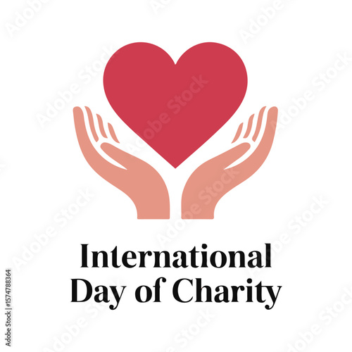Caring hands holding a red heart with text love charity