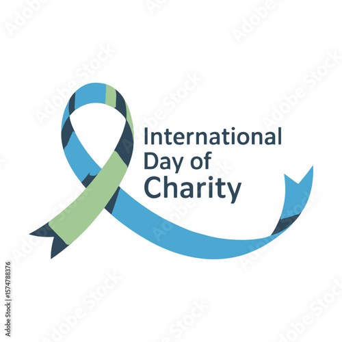 Blue green ribbon international day of charity dark navy