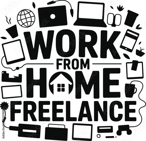 Work from home freelance remote job opportunities and digital nomad lifestyle vector illustration