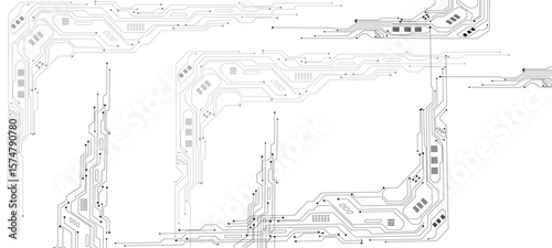 Abstract technology background. Gold circuit lines and connected dots on dark tech bg. Futuristic electronics concept	 grunge font letter