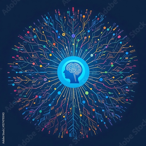 A digital illustration of a brain within a neural network symbolizes artificial intelligence and the future of technology