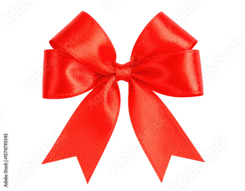 Bright Red Satin Bow for Gift Decoration and Craft Projects