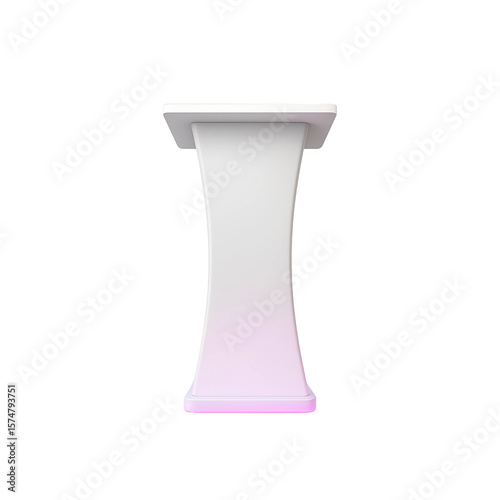 Sophisticated White Podium Radiating Soft Pink Light A Beacon of Modern Presentation Stage Platform for Speakers and Lecturers for Stylish Events Backdrop Transparent